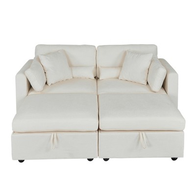 Modern Minimalist Cream Two-Seater Sofa