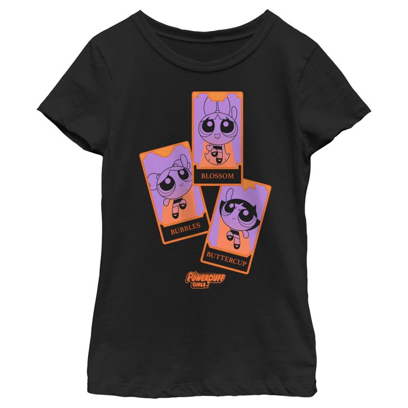 Girl's The Powerpuff Girls Halloween Tarot Cards T-Shirt, 1 of 5