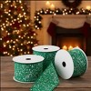 Wired Speckled Ribbon Green and White Pattern – 2.5" Wide by Melrose - 2 of 3