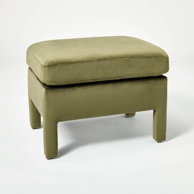 Bellfield Fully Upholstered Ottoman Olive Green Velvet - Threshold™ designed with Studio McGee