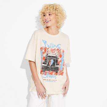 Women's Rolling Stones Americana Oversized Short Sleeve Graphic T-Shirt - Ivory