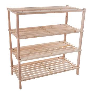 Hastings Home 4-Tier Space-Saver Wood Shoe Rack and Storage Shelves