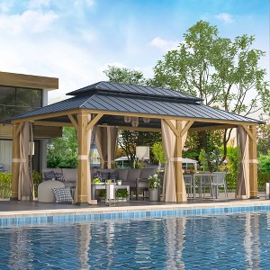 EROMMY 12'x20' Metal Frame Double Roof Gazebo, Outdoor Hardtop Gazebo, Permanent Gazebo Pavilion for Patio - 1 of 3