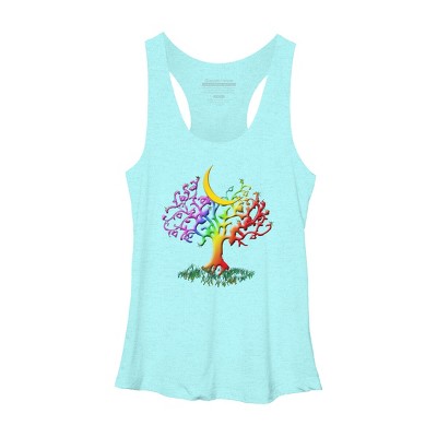 Adult Design By Humans Rainbow Pride Tree of Life By Fluffydstroyer Racerback Tank Top