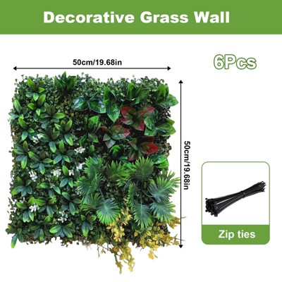 Artificial Wall Panels 20 x 20 Inch,Grass Wall Panels with Zip Tiles.Greenery Backdrop Privacy Screen for Indoor and Outdoor Decor,6/12/16 Pack