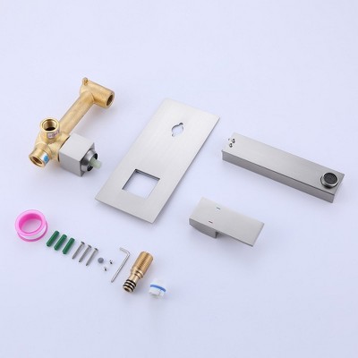 Brushed Nickel Single-Handle Wall-Mount Bathroom Faucet