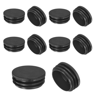 Unique Bargains Round Plastic Hole Plugs Patio Chairs Fences Metal Tubing Leg Cap Black