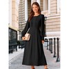 INSPIRE CHIC Women's Elegant Frilled Crewneck Midi Long Sleeve Pleated A-Line Flowy Dress with Pockets - 4 of 4