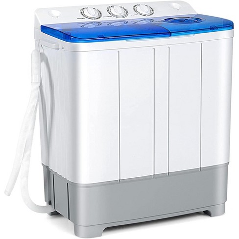 Costway 26lbs Portable Semi-Automatic Washing Machine w/Built-In Drain Pump Grey