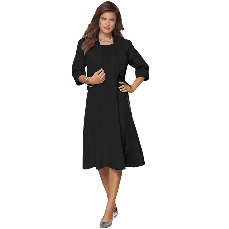 Roaman's Women's Plus Size Petite Fit-And-Flare Jacket Dress, 1 of 2