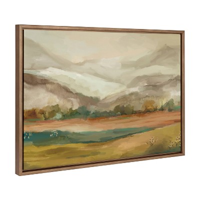 Sylvie Mountainscape Watercolor Canvas Art with Gold Frame, 23x33