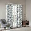 Floral Printed Room Darkening Sheen Window Panel, White Dobby Jacquard Fabric Foamback Finish Curtain for Luxurious Decor Style - 3 of 4