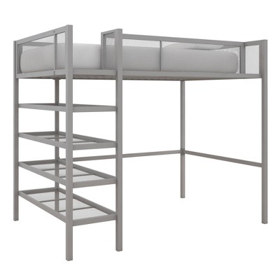 Tara Metal Storage Loft with Bookcase Silver - Room & Joy