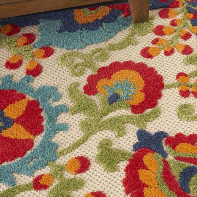 Summery Palmette 32"x48" Reversible Multicolor Outdoor Rug