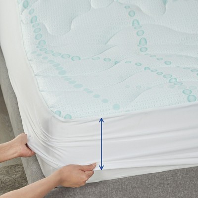 Queen Size White Quilted Cooling Mattress Pad with Deep Pockets