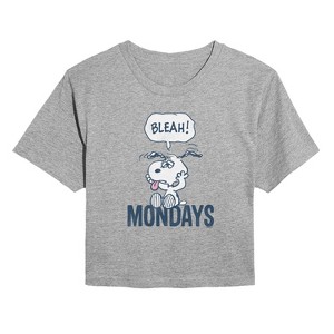 Women's - Peanuts - Bleah Mondays Snoopy -Juniors Cropped Graphic T-Shirt Cropped Graphic T-Shirt - 1 of 4