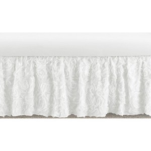 Sweet Jojo Designs Girl Baby Crib Bed Skirt Rose Collection Solid White - 1 of 3