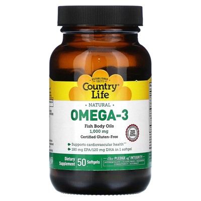 Country Life Natural Omega-3, 1,000 mg, 50 Softgels