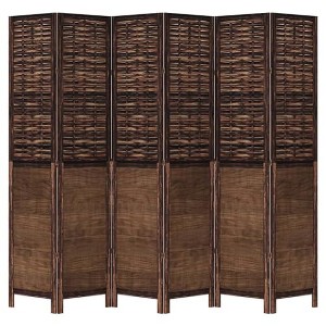 vidaXL Partition Screen 6 Panels Paulownia Wood Dark Brown - 1 of 4