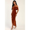 Women's Party Velvet Dress Evening Off Shoulder Dress with Slit Hem Midi Dress - 2 of 4