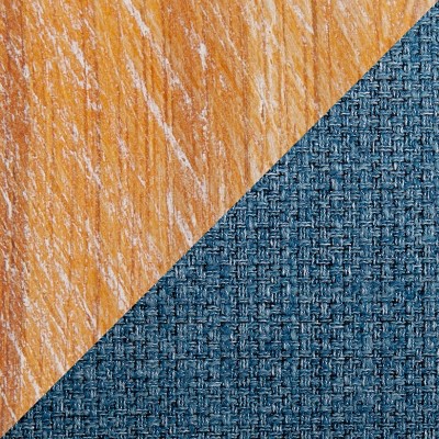 Cosmo Blue Fabric and Natural Wood Mid-Century Arm Chair