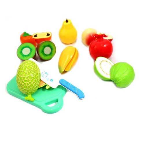 Play Food Kitchen Accessories Set for Kids Cutting Toy Fruits and Vegetables 