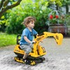 Qaba NO POWER Ride On Excavator Toy Tractors Digger Movable Scooter Walker Pretend Play Toddler Construction Truck Basket Storage Yellow - 3 of 4