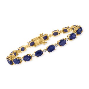 Ross-Simons 16.00 ct. t.w. Sapphire and .14 ct. t.w. Diamond Bracelet in 18kt Gold Over Sterling - 1 of 3