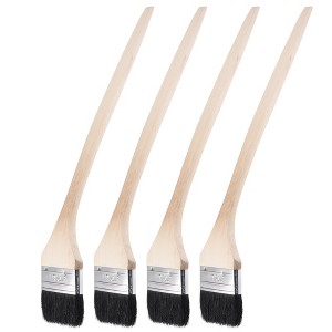 Unique Bargains Bristle Wall Treatment Tool Paint Brush with Long Wood Handle 4 Pcs - 1 of 4