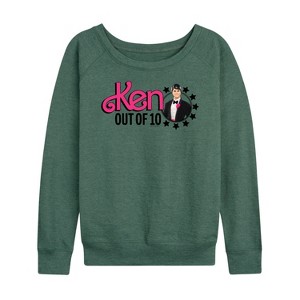 Women's - Barbie - Ken Out Of 10 Lightweight French Terry Wide Neck Long Sleeve Graphic Shirt - 1 of 4