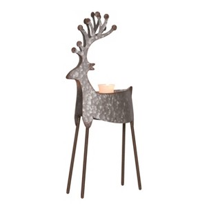 Transpac Metal 19 in. Gray Christmas Reindeer Candle Holder - 1 of 4
