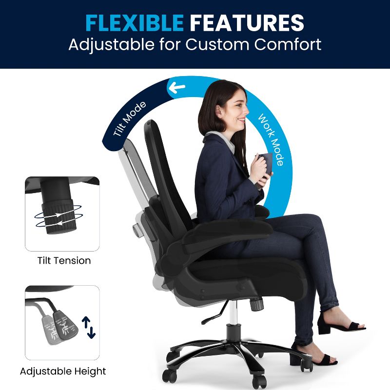 Flash Furniture HERCULES Series Big & Tall 500 lb. Rated Mesh Executive Swivel Ergonomic Office Chair with Adjustable Lumbar, 6 of 20