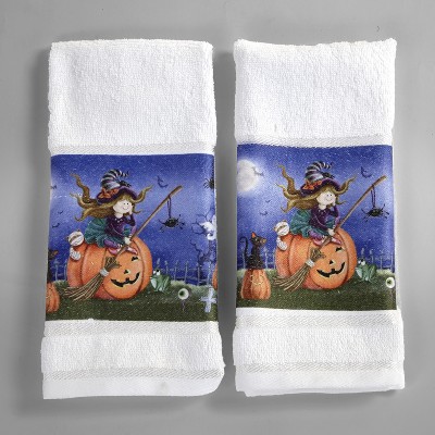 Lakeside Halloween Friends Bathroom or Kitchen Hand Towels for Drying - Set of 2