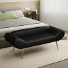 Acekool 57" Sofa Bench with Armrest & Backrest, Metal Legs, 400lbs Capacity, PVC Upholstery, Curved Design for Bedroom & Living Room, Black - 2 of 4