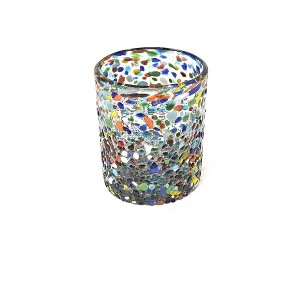 Dos Sueños Mexican Hand Blown Tumblers - Confetti Rock Design - 10oz - Single Glass - 1 of 4