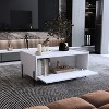 Vynxaria Coffee Table - 15.6"H White, 1 Storage Shelf, 4 Sturdy Legs, Durable Engineered Wood, FSC/TSCA/CARB Compliant for Small Spaces - 3 of 4