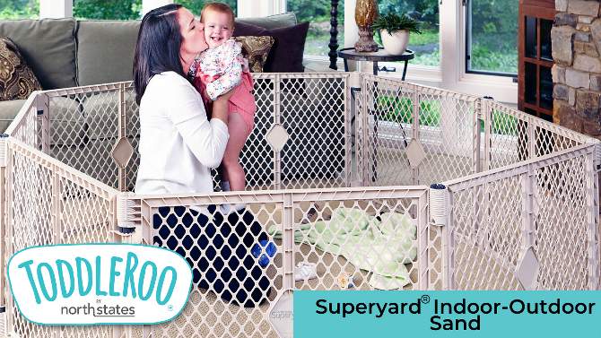 Toddleroo by North States Superyard Indoor Outdoor 8 Panel Freestanding Gate, 2 of 8, play video