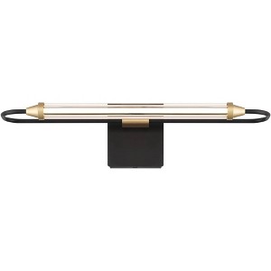 Possini Euro Design Nikola Industrial Wall Light Bar Matte Black Hardwire 23 1/2" LED Fixture Gold Accents for Bathroom Vanity - 1 of 4