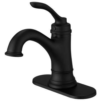 BWE Single Handle Bathroom Faucet For One Hole with 3 Holes Deck Plate and Metal Drain