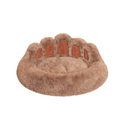 Munora Bear Paw Shape Pet Bed - Plush Long Fur, Tie-Dye Colors - Resilient Padding for Small/Medium Dogs & Indoor Cats (XS/S/M/L)