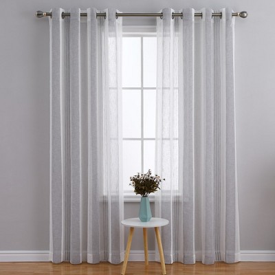 Garvee Sheer Stripe Curtains for Living Room Bedroom Window Grommet Voile Drapes, 2 Panels