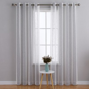 Garvee Sheer Stripe Curtains for Living Room Bedroom Window Grommet Voile Drapes, 2 Panels - 1 of 4