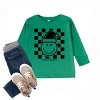 SmileyWorld Checkered Christmas Wink - Toddler Long Sleeve Graphic Tee - 3 of 4