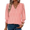 Women Print Tops Dressy Casual Shirts Smocked Cuffs 3/4 Sleeve Tees Boho Tunic - 2 of 4