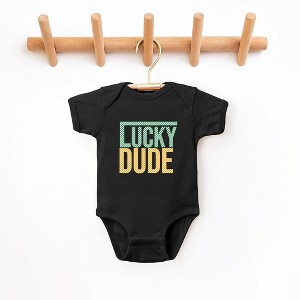 The Juniper Shop Block Checkered Lucky Dude Baby Bodysuit - 1 of 3