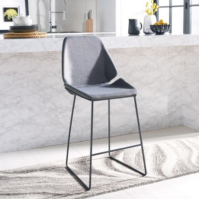 Masami Grey & Black Saddle Style Wood & Metal Counter Stool