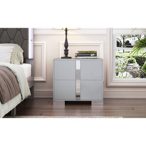 PAGED Elegant Nightstand Mirrored Bedside Table Storage Side Table with Metal Foot and 2 Drawers for Bedroom - 1 of 4