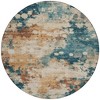 Beige And Teal Blue Abstract Washable Indoor Outdoor Area Rug - 4 of 4