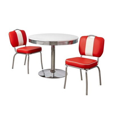 3pc Raleigh Retro Dining Set White/Red - Buylateral