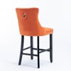 CLIHOME Set of 2 Bar Chairs, Contemporary Velvet Upholstered Barstools with Button Tufted Decoration and Wooden Legs - 3 of 4
